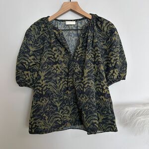 Ulla Johnson Talie Silk Short Sleeve Blouse Desert Jasper